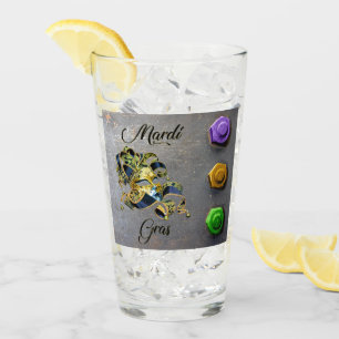 SlipperyJoe's Mardi Gras celebration decorative Ve Glass