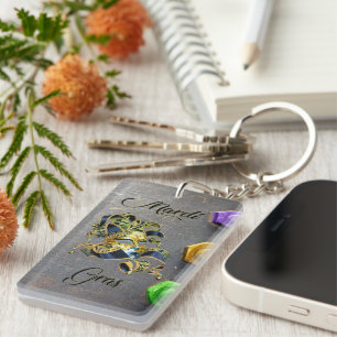 SlipperyJoe's Mardi Gras celebration decorative Ve Key Ring