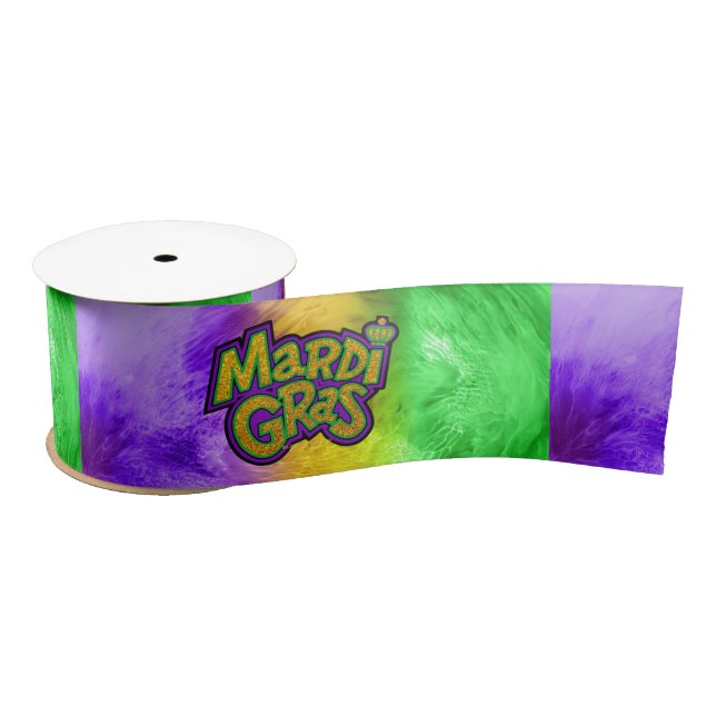 SlipperyJoe's Mardi Gras festival purple green yel Satin Ribbon (Spool)