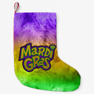 SlipperyJoe's Mardi Gras festival purple green yel Small Christmas Stocking
