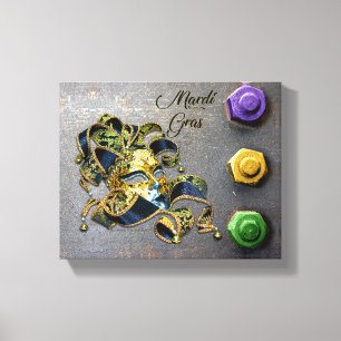 SlipperyJoe's Mardi Gras Mask purple gold green bl Canvas Print