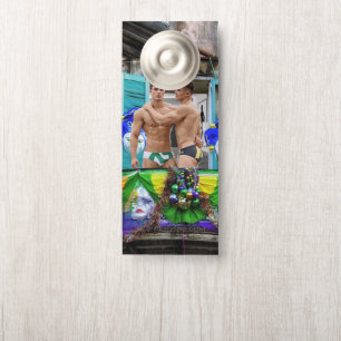 SlipperyJoe's Mardi Gras masks beads decorations s Door Hanger
