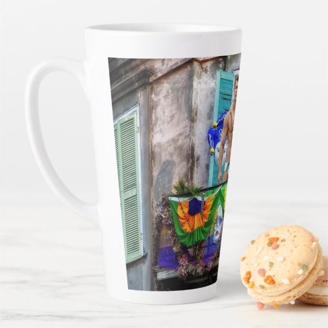 SlipperyJoe's Mardi Gras masks beads decorations s Latte Mug (In Situ)