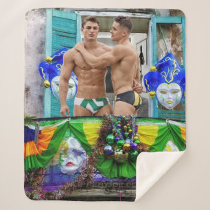 SlipperyJoe's Mardi Gras masks beads decorations s Sherpa Blanket