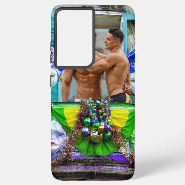 SlipperyJoe's Mardi Gras Men purple gold green bal Samsung Galaxy S21 Ultra Case (Back)