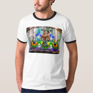 SlipperyJoe's Mardi Gras Men purple gold green bal T-Shirt