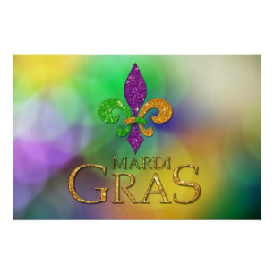 SlipperyJoe's Mardi Gras purple gold green fleur-d Poster