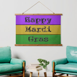 SlipperyJoe's Mardi Gras purple gold green metal s Hanging Tapestry