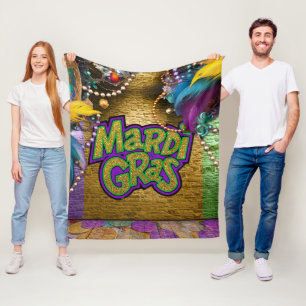 SlipperyJoe's Mardi Gras-themed graphic doubloons  Fleece Blanket