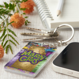 SlipperyJoe's Mardi Gras-themed graphic doubloons Key Ring
