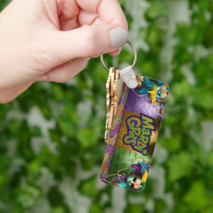 SlipperyJoe's Mardi Gras-themed graphic doubloons Key Ring