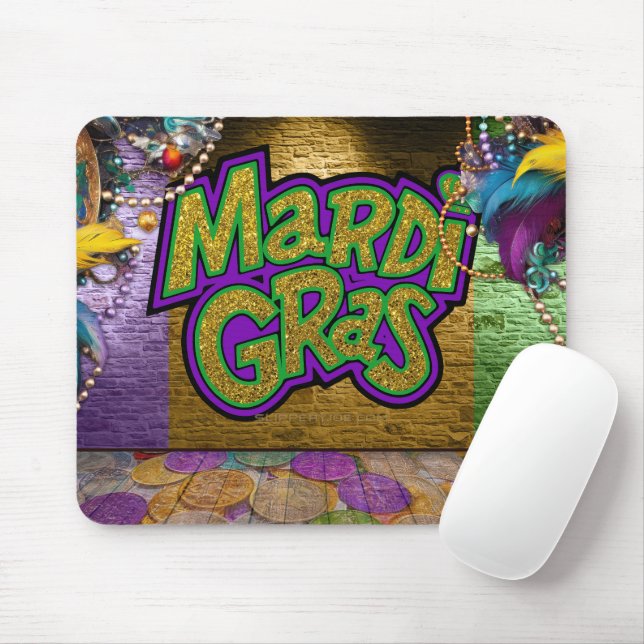 SlipperyJoe's Mardi Gras-themed graphic doubloons  Mouse Pad (With Mouse)