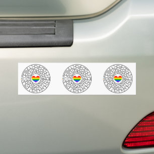 SlipperyJoe's maze encircles rainbow heart arrow m Bumper Sticker
