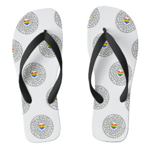 SlipperyJoe's maze encircles rainbow heart arrow m Jandals
