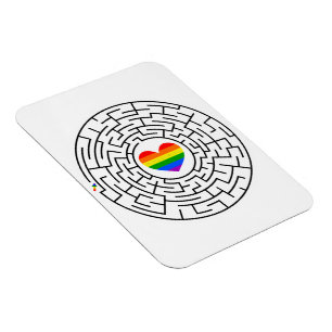 SlipperyJoe's maze encircles rainbow heart arrow m Magnet