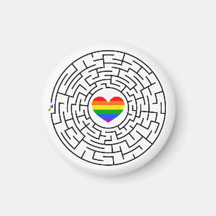 SlipperyJoe's maze encircles rainbow heart arrow m Magnet