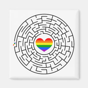 SlipperyJoe's maze encircles rainbow heart arrow m Magnet
