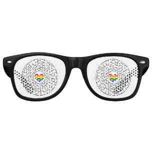 SlipperyJoe's maze encircles rainbow heart arrow m Retro Sunglasses