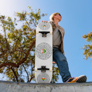 SlipperyJoe's maze encircles rainbow heart arrow m Skateboard