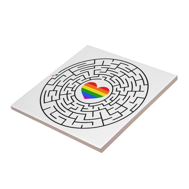 SlipperyJoe's maze encircles rainbow heart arrow m Tile (Side)