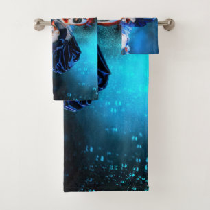 SlipperyJoe's menacing clown Happy Halloween red b Bath Towel Set