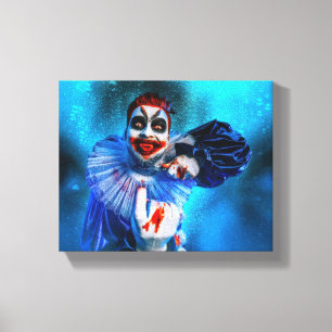 SlipperyJoe's menacing clown Happy Halloween red b Canvas Print