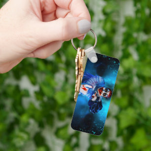 SlipperyJoe's menacing clown Happy Halloween red b Key Ring