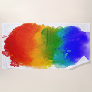 SlipperyJoe's modern pride splatter energy and col Beach Towel