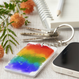SlipperyJoe's modern pride splatter energy and col Key Ring