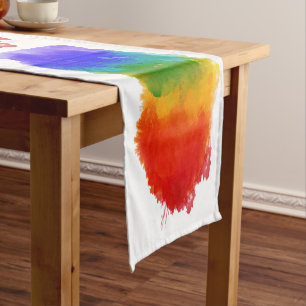 SlipperyJoe's modern pride splatter energy and col Short Table Runner