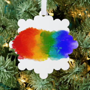 SlipperyJoe's modern pride splatter energy and col Tree Decoration Card
