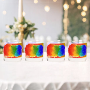 SlipperyJoe's modern pride splatter energy and col Whiskey Glass