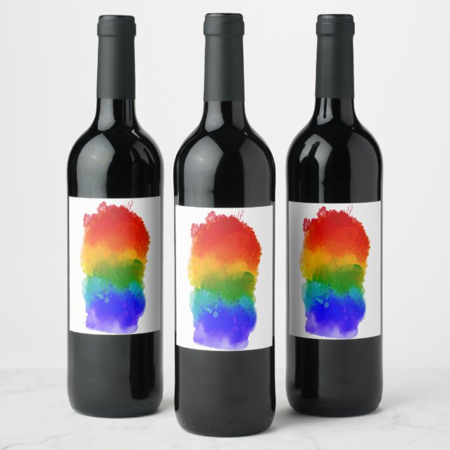 SlipperyJoe's modern pride splatter energy and col Wine Label (Bottles)