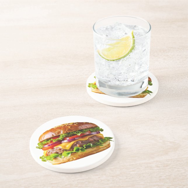 SlipperyJoe's mouthwatering cheeseburger crispy ba Coaster (Side)