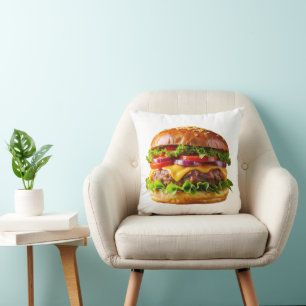 SlipperyJoe's mouthwatering cheeseburger crispy ba Cushion