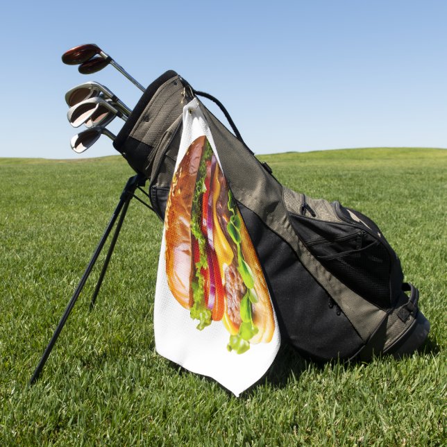 SlipperyJoe's mouthwatering cheeseburger crispy ba Golf Towel (Green)