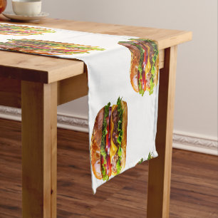SlipperyJoe's mouthwatering cheeseburger crispy ba Short Table Runner