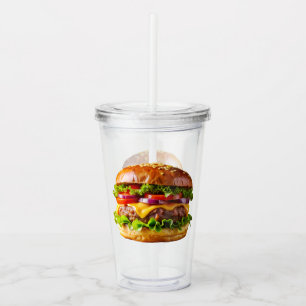 SlipperyJoe's mouthwatering stacked hamburger thic Acrylic Tumbler