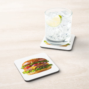 SlipperyJoe's mouthwatering stacked hamburger thic Coaster