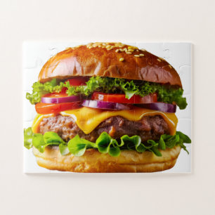 SlipperyJoe's mouthwatering stacked hamburger thic Jigsaw Puzzle
