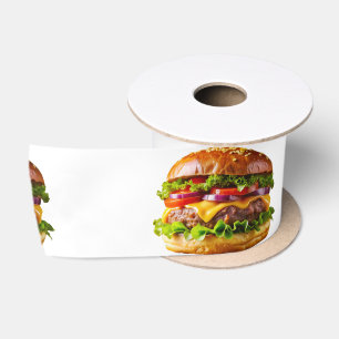 SlipperyJoe's mouthwatering stacked hamburger thic Satin Ribbon