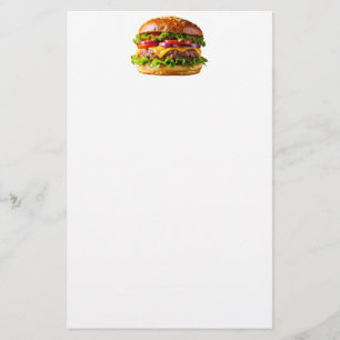 SlipperyJoe's mouthwatering stacked hamburger thic Stationery