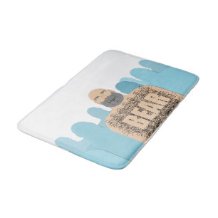 SlipperyJoe's muscular bald bear man stylised cart Bath Mat