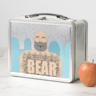 SlipperyJoe's muscular bald bear man stylised cart Metal Lunch Box