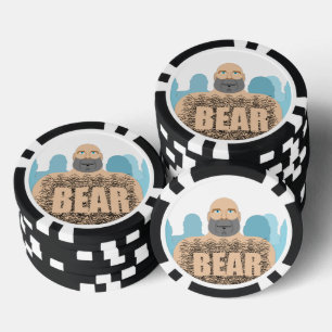SlipperyJoe's muscular bald bear man stylised cart Poker Chips