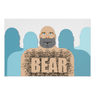 SlipperyJoe's muscular bald bear man stylised cart Poster