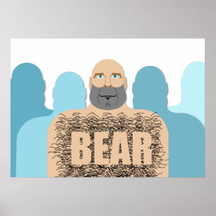SlipperyJoe's muscular bald bear man stylised cart Poster