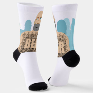 SlipperyJoe's muscular bald bear man stylised cart Socks