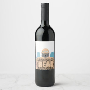 SlipperyJoe's muscular bald bear man stylised cart Wine Label