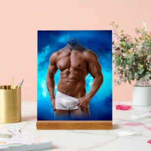 SlipperyJoe's muscular bearded man shirtless sixpa Acrylic Sign